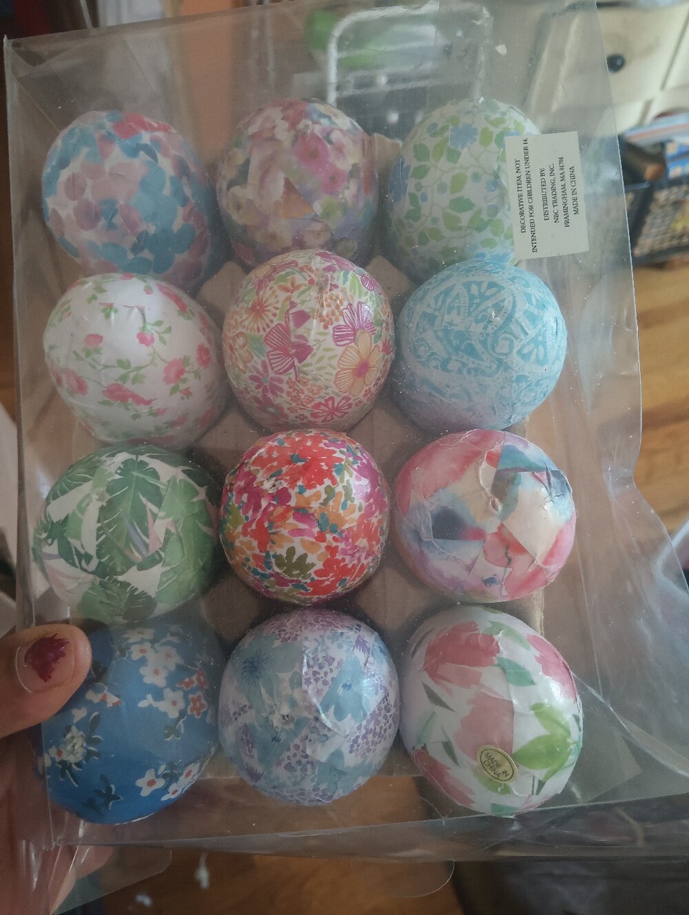 12 Floral Patterned Decorative Egg Collection